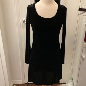 Black velvet dress with bell sleeve